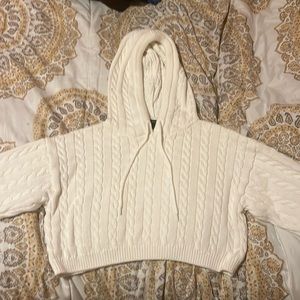 White Knit Cropped Sweater